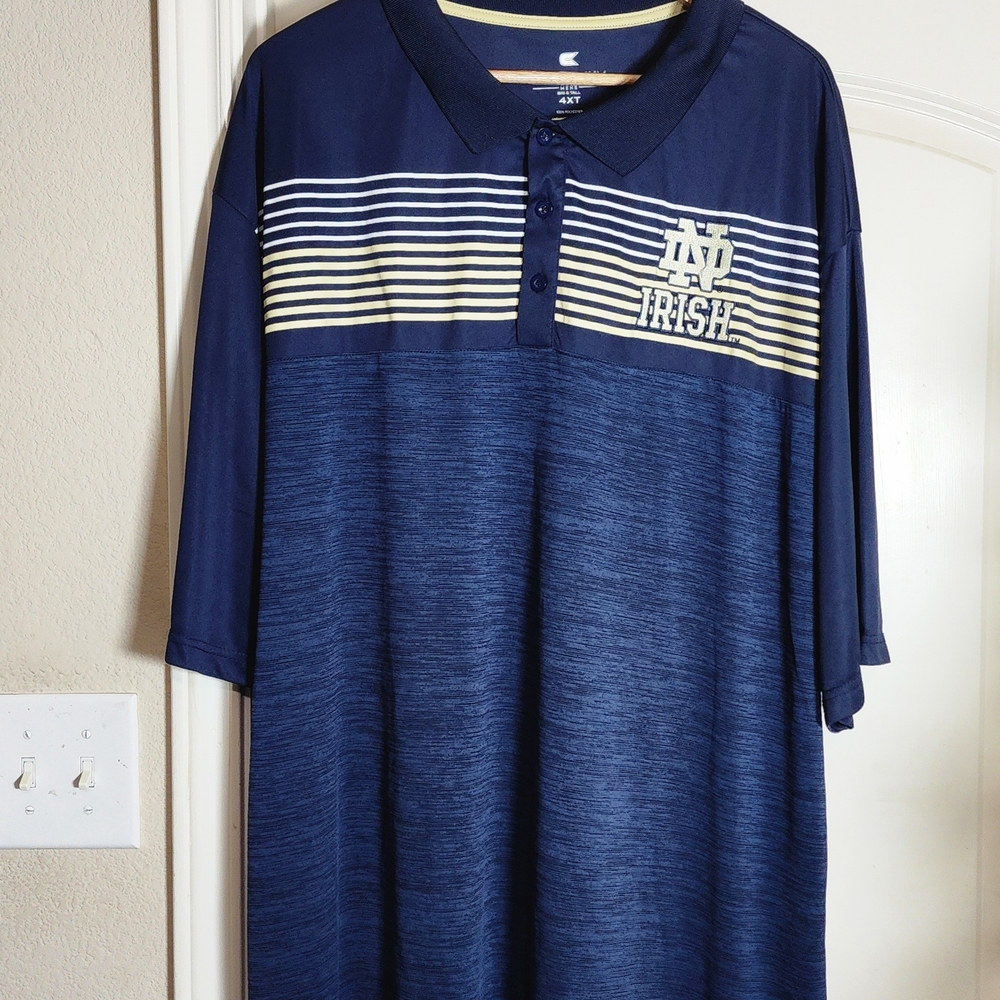 Colosseum Notre Dame Fighting Irish Mens 4XT Polo Shirt Navy Yellow
